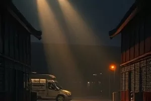 《长街灯火》封面：夜晚商业街的连片招牌