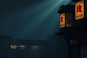 《第七号站台》封面：雨夜站台的昏黄灯牌